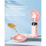 Ventilator Ultra Portabil cu Aromaterapie, Flippy, 3 in 1, de Mana, de Birou, de Gat, 5 Trepte de Viteza, Incarcare