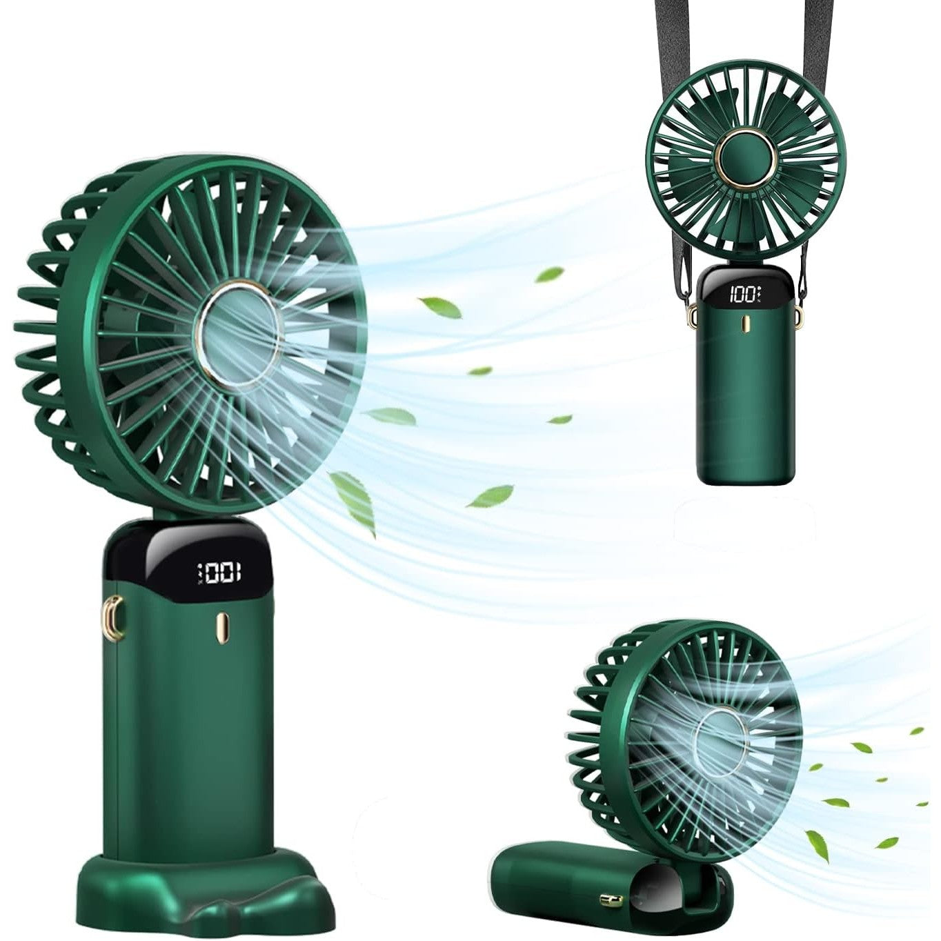 Ventilator Ultra Portabil cu Aromaterapie, Flippy, 3 in 1, de Mana, de Birou, de Gat, 5 Trepte de Viteza, Incarcare