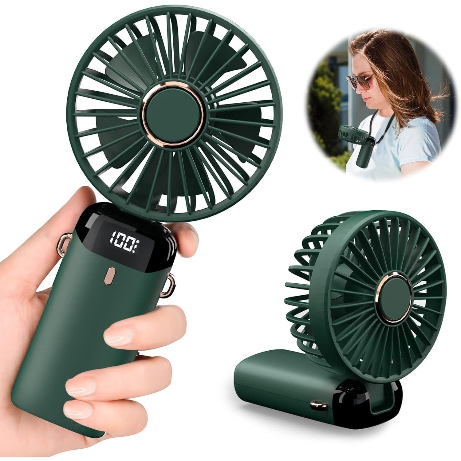 Ventilator Ultra Portabil cu Aromaterapie, Flippy, 3 in 1, de Mana, de Birou, de Gat, 5 Trepte de Viteza, Incarcare