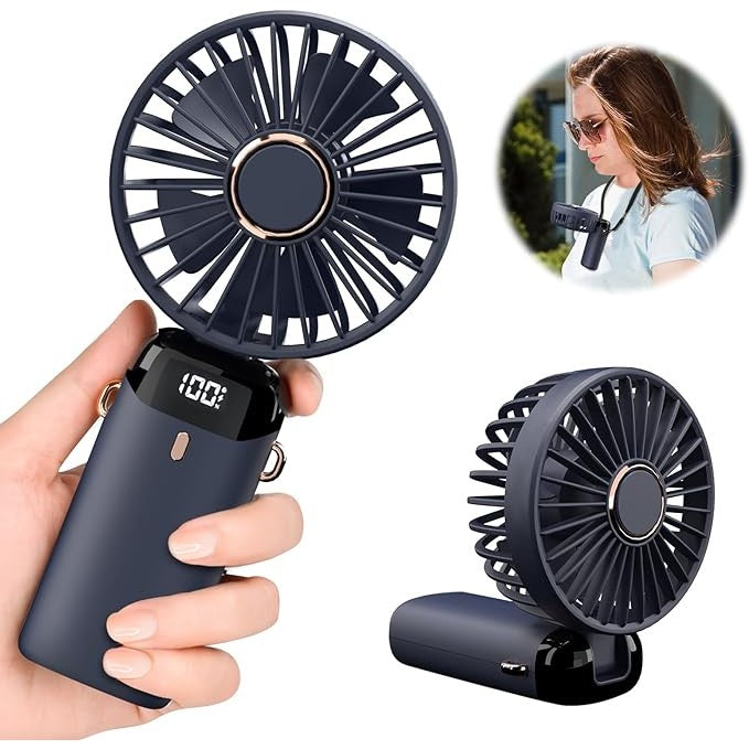 Ventilator Ultra Portabil cu Aromaterapie, Flippy, 3 in 1, de Mana, de Birou, de Gat, 5 Trepte de Viteza, Incarcare