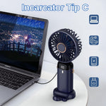 Ventilator Ultra Portabil cu Aromaterapie, Flippy, 3 in 1, de Mana, de Birou, de Gat, 5 Trepte de Viteza, Incarcare