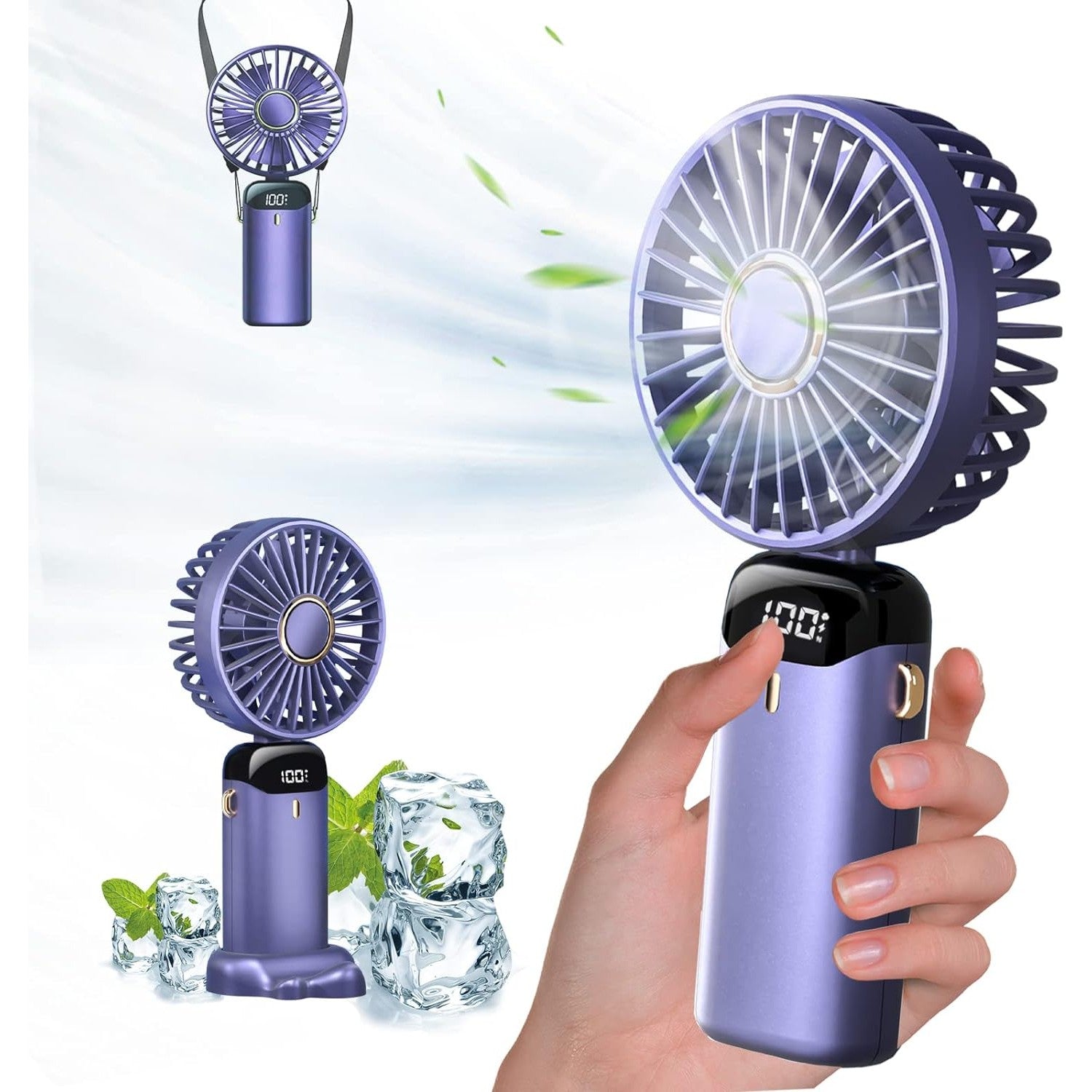 Ventilator Ultra Portabil cu Aromaterapie, Flippy, 3 in 1, de Mana, de Birou, de Gat, 5 Trepte de Viteza, Incarcare