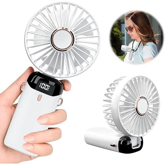 Ventilator Ultra Portabil cu Aromaterapie, Flippy, 3 in 1, de Mana, de Birou, de Gat, 5 Trepte de Viteza, Incarcare