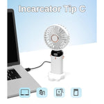 Ventilator Ultra Portabil cu Aromaterapie, Flippy, 3 in 1, de Mana, de Birou, de Gat, 5 Trepte de Viteza, Incarcare