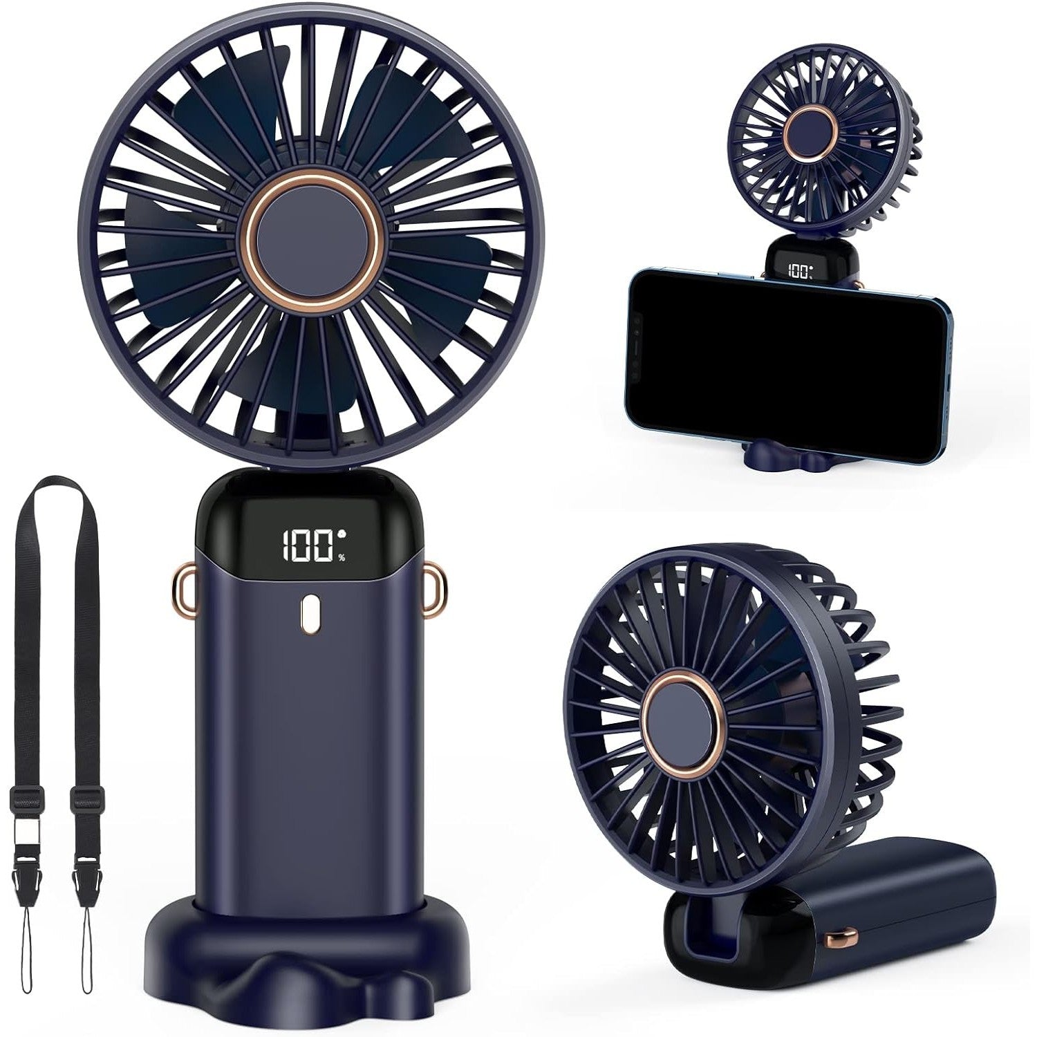 Ventilator Ultra Portabil cu Aromaterapie, Flippy, 3 in 1, de Mana, de Birou, de Gat, 5 Trepte de Viteza, Incarcare