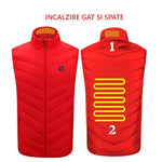 Vesta cu Incalzire, Flippy, Unisex, 2 Zone de Incalzire, Umplutura Bumbac, 3 Trepte de Temperatura, Incarcare USB,