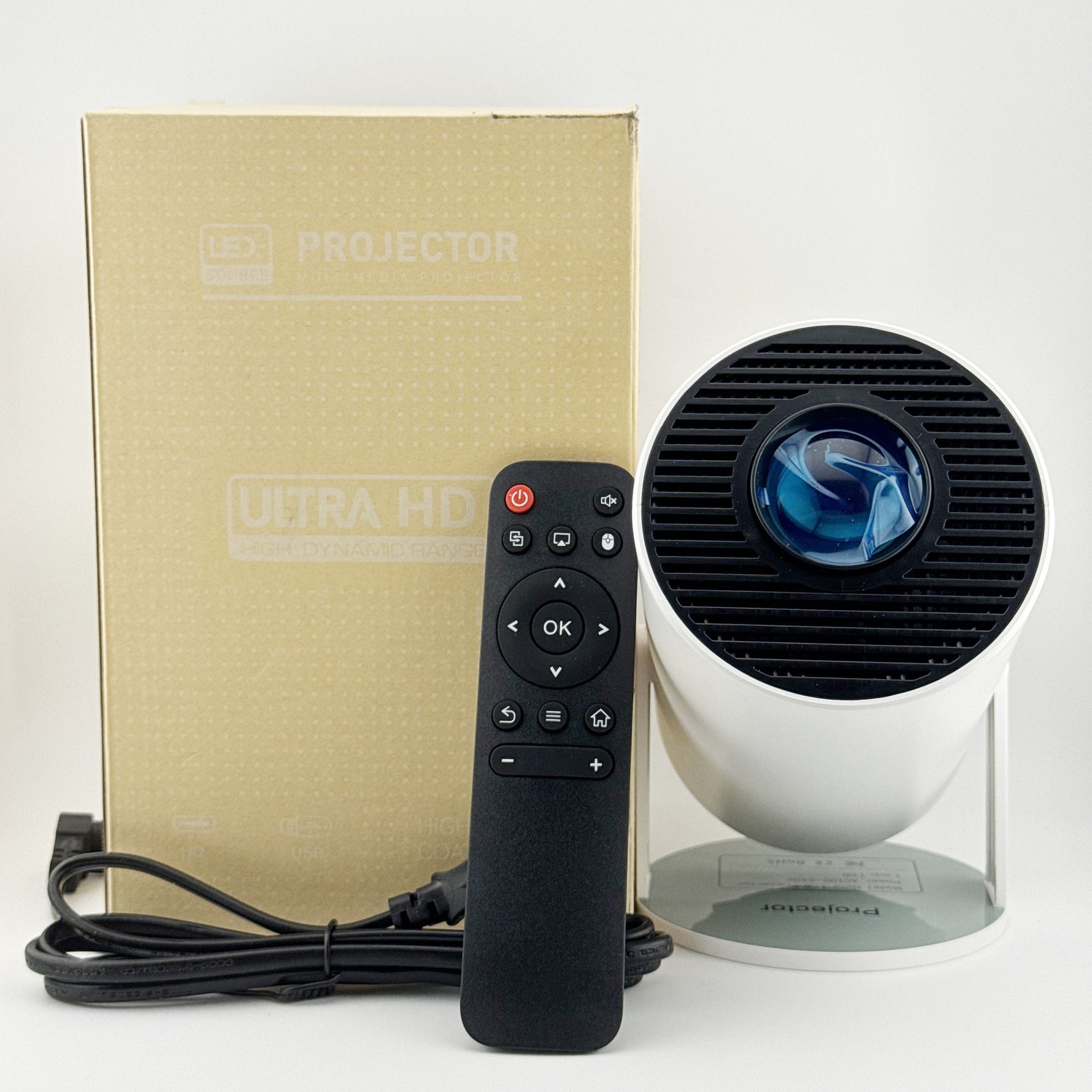 Video Proiector Portabil cilindric HY300, Flippy, Inteligent, HD 1280×720, Wireless, Compatibil cu Android/iOS, AC, 19