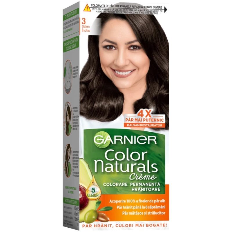 Vopsea pentru Par, Garnier Color Naturals, 3 Saten Inchis