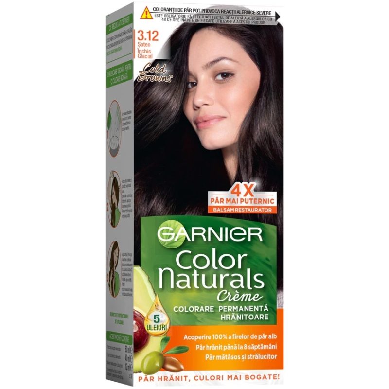 Vopsea pentru Par, Garnier Color Naturals, 3.12 Saten Inchis Glacial