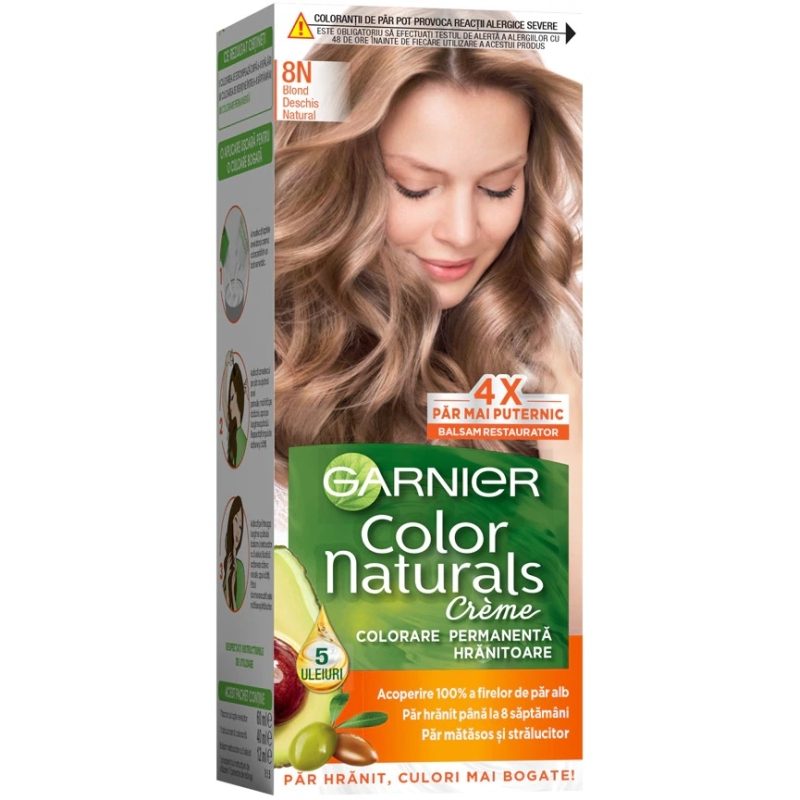 Vopsea pentru Par, Garnier Color Naturals, 8N Blond Deschis Natural