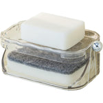 Savoniera Dubla, Flippy, 2 Straturi, Instalare fara Perforare, Agatatoare Burete, 13.5 x 8.5 x 6 cm, Transparent
