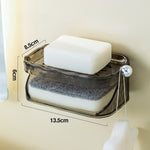 Savoniera Dubla, Flippy, 2 Straturi, Instalare fara Perforare, Agatatoare Burete, 13.5 x 8.5 x 6 cm, Gri