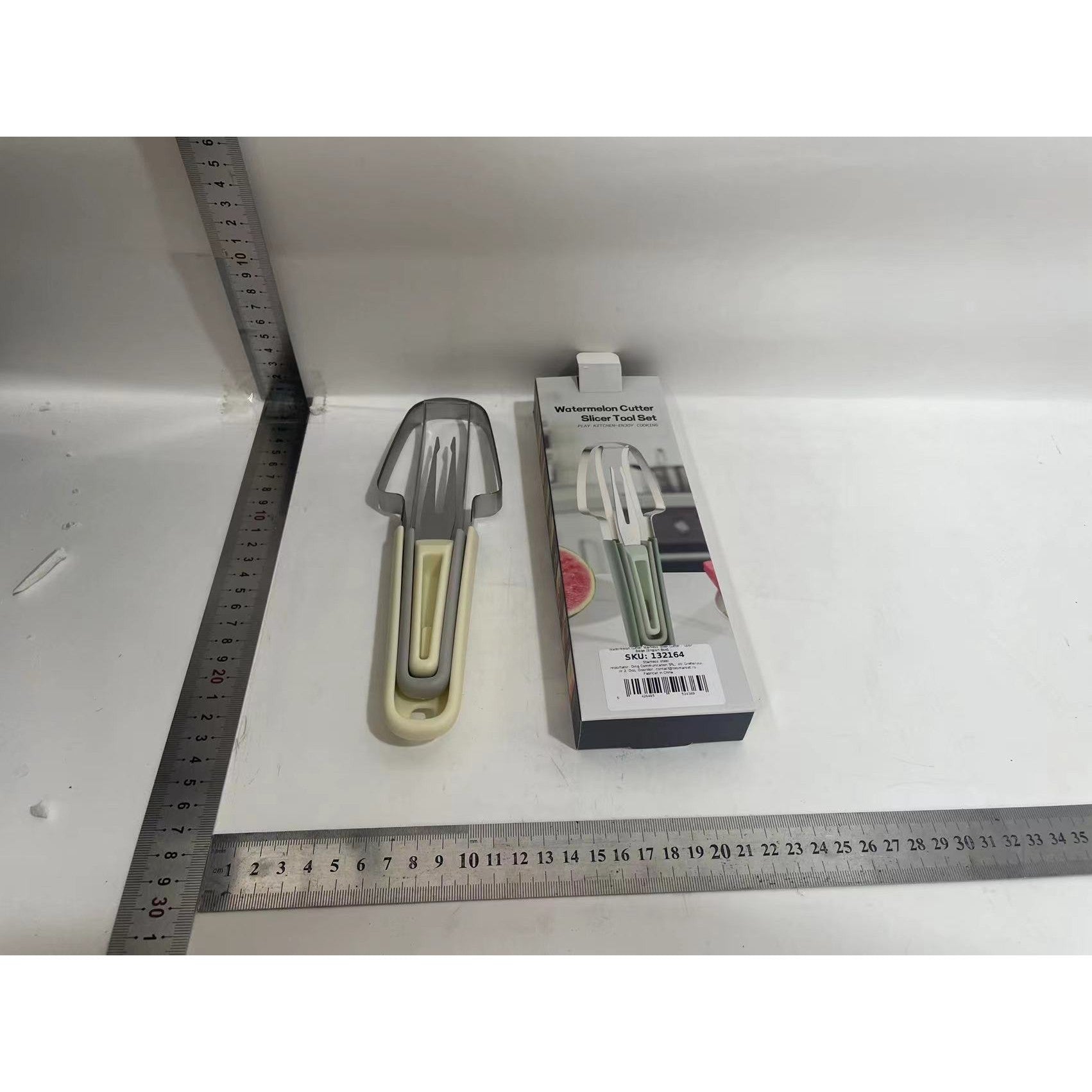 Taietor Decojitor pentru Pepene, Flippy, pentru Legume si Fructe, Multifunctional, Set din 3 Parti, Otel Inoxidabil si