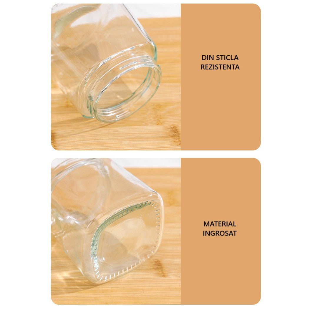 Recipient Condimente, Flippy, din Stilca, 180 ml, cu Maner si Lingurita, 11.3 x 8.2 cm, Capac Ondulat, Galben