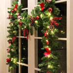 Ghirlanda de Craciun, Flippy, din Brad Artificial cu Decoratiuni, cu Baterii, 30 LED-uri, 180 cm, Verde