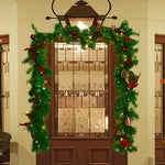 Ghirlanda de Craciun, Flippy, din Brad Artificial cu Decoratiuni, cu Baterii, 30 LED-uri, 180 cm, Verde