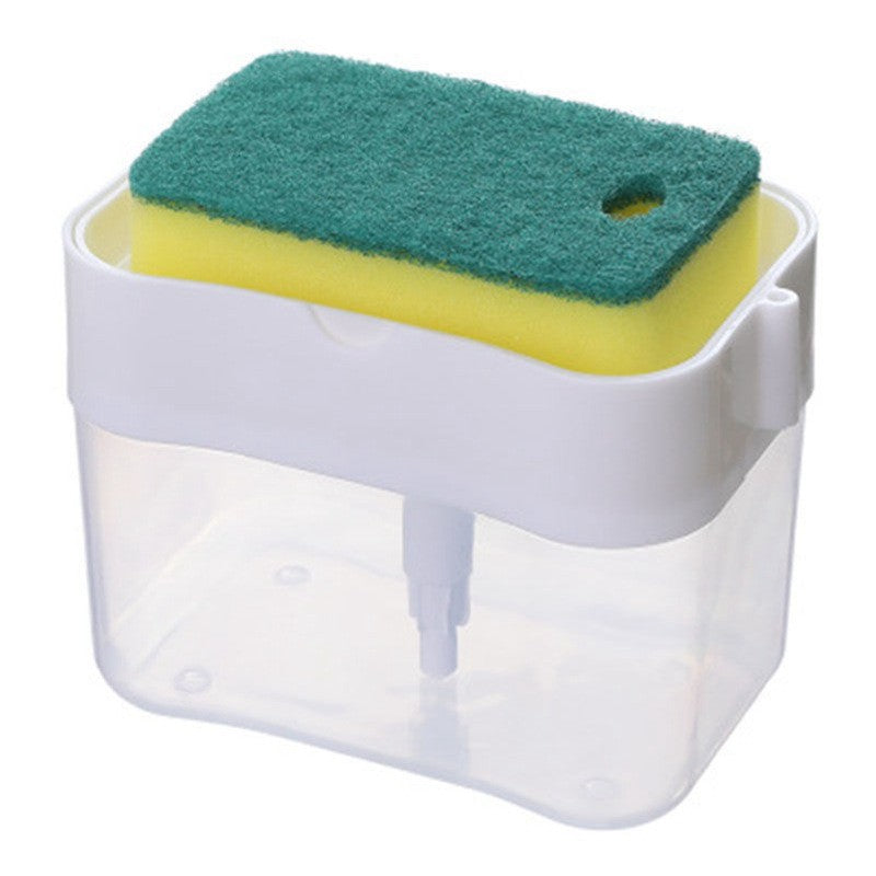 Dozator Flippy, Dispenser 2 in 1 pentru Detergent Lichid de Vase sau pentru Obiecte Sanitare cu Suport pentru Burete de