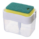 Dozator Flippy, Dispenser 2 in 1 pentru Detergent Lichid de Vase sau pentru Obiecte Sanitare cu Suport pentru Burete de