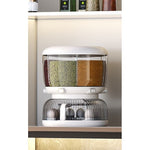 Dozator etajat de cereale Flippy, rotativ 360, 6 compartimente, capacitate 10L, cofrag special pentru oua, vas pentru