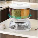 Dozator etajat de cereale Flippy, rotativ 360, 6 compartimente, capacitate 10L, cofrag special pentru oua, vas pentru