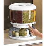 Dozator etajat de cereale Flippy, rotativ 360, 6 compartimente, capacitate 10L, cofrag special pentru oua, vas pentru
