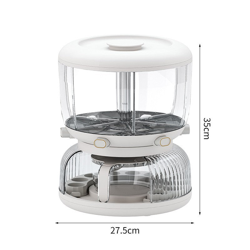 Dozator etajat de cereale Flippy, rotativ 360, 6 compartimente, capacitate 10L, cofrag special pentru oua, vas pentru