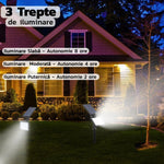 Lampa solara pentru terasa/gradina 48 de LED-uri Flippy, cu 2 moduri de fixare, senzor de lumina, IP44, material ABS,