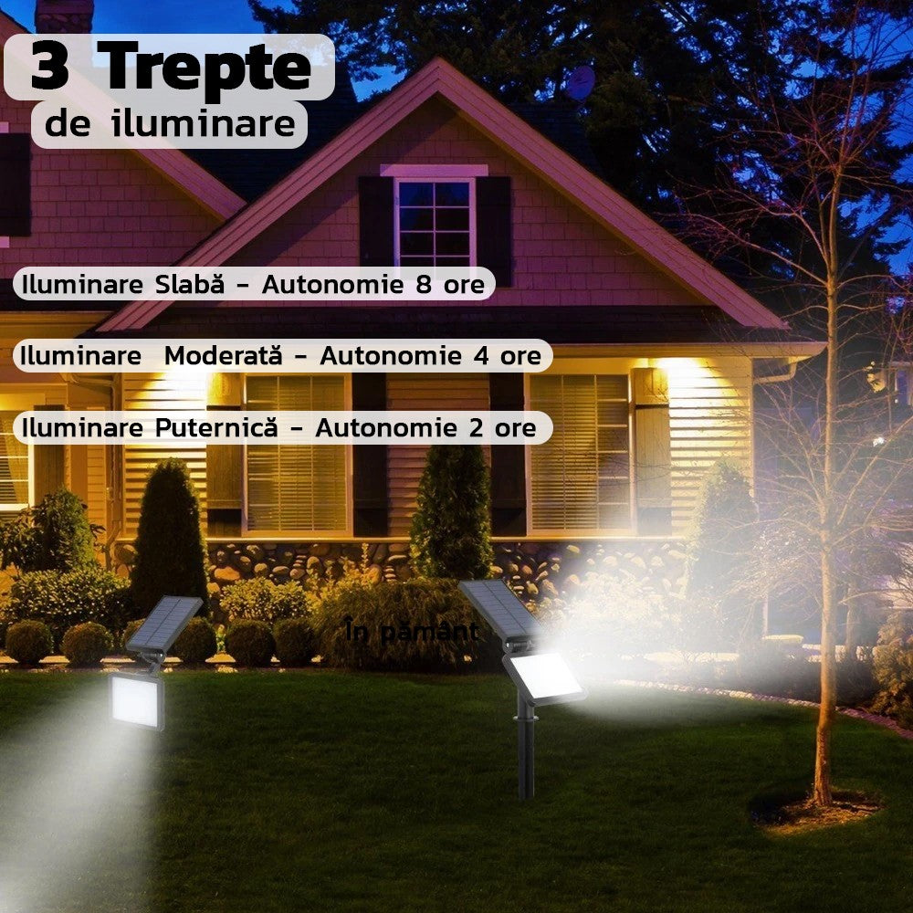 Lampa solara pentru terasa/gradina 48 de LED-uri Flippy, cu 2 moduri de fixare, senzor de lumina, IP44, material ABS,