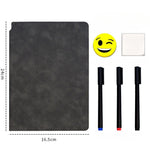 Set Agenda A5 Reutilizabila cu Pagini Tip Tabla, Agenda Pagini Albe cu Stergere Uscata, 3 Markere, 1 Burete și 1 Laveta