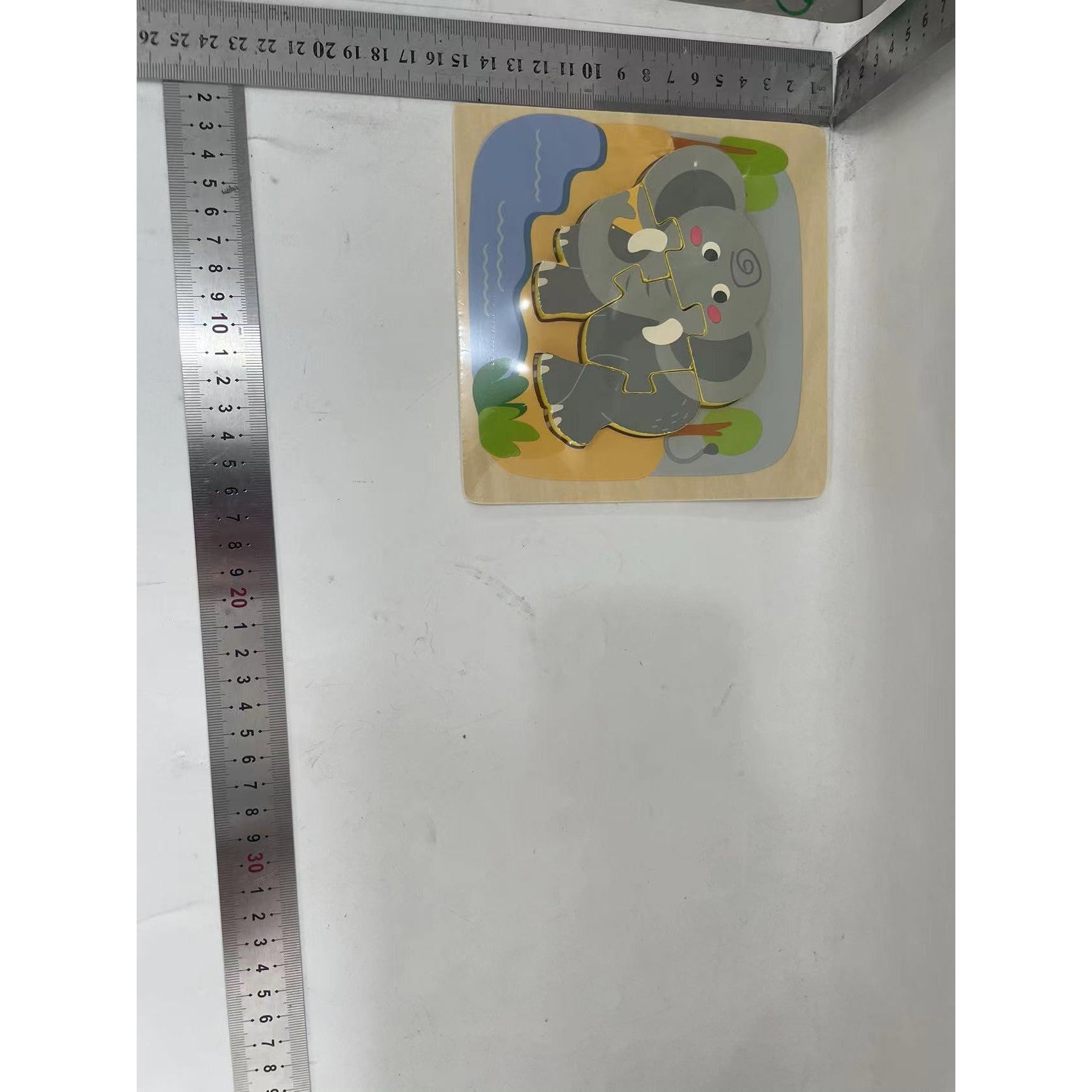Puzzle Montessori din Lemn pentru Copii, Flippy, 3D, 0-3 Ani, Model Elefant, Educativ, Intuitiv, Creativ, 4 Piese,