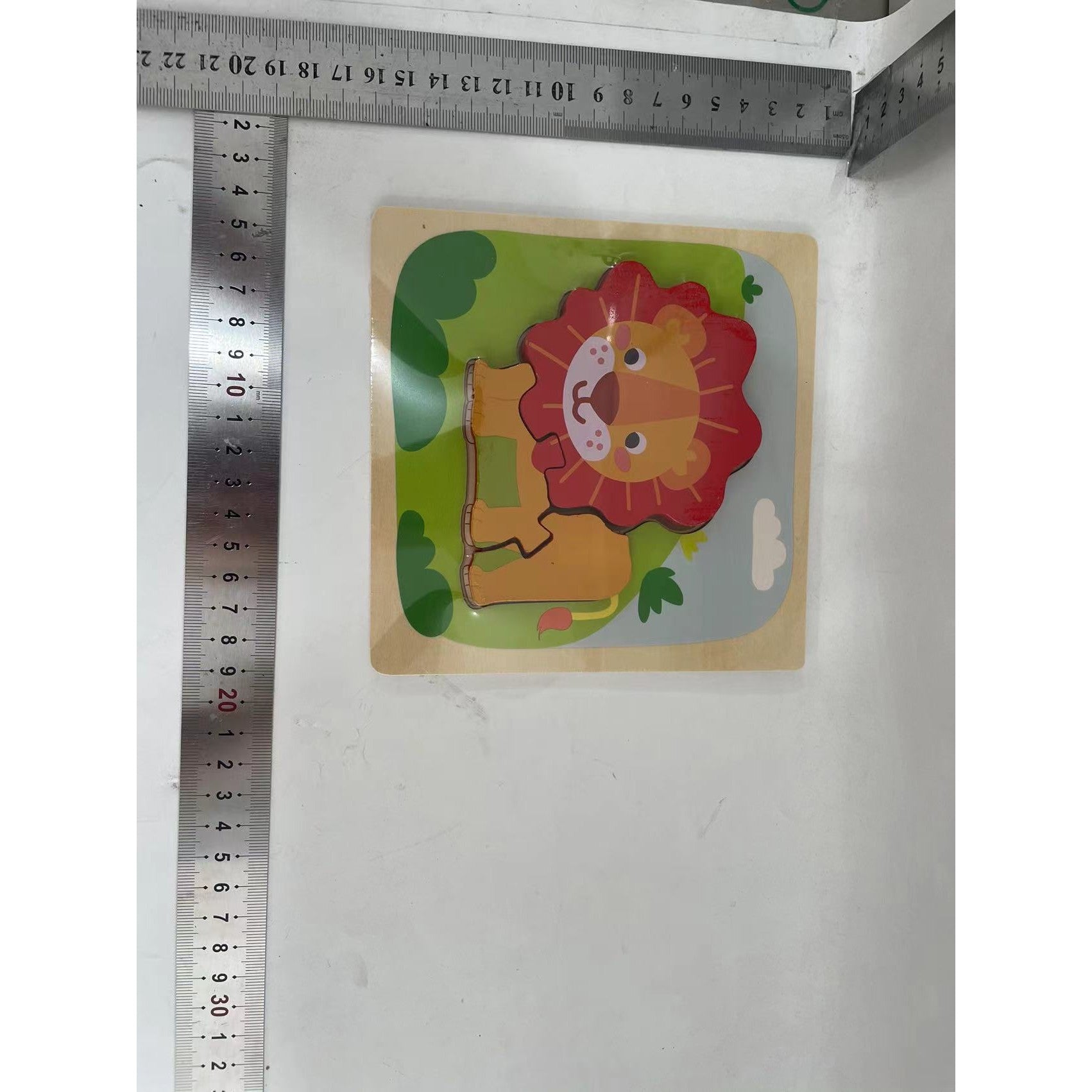Puzzle Montessori din Lemn pentru Copii, Flippy, 3D, 0-3 Ani, Model Leu, Educativ, Intuitiv, Creativ, 3 Piese,