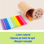 Jucarie Educativa Montessori din Lemn, 19 Piese, Flippy, Sortator cu Betisoare, Joc de Motricitate Fina pentru Copii,