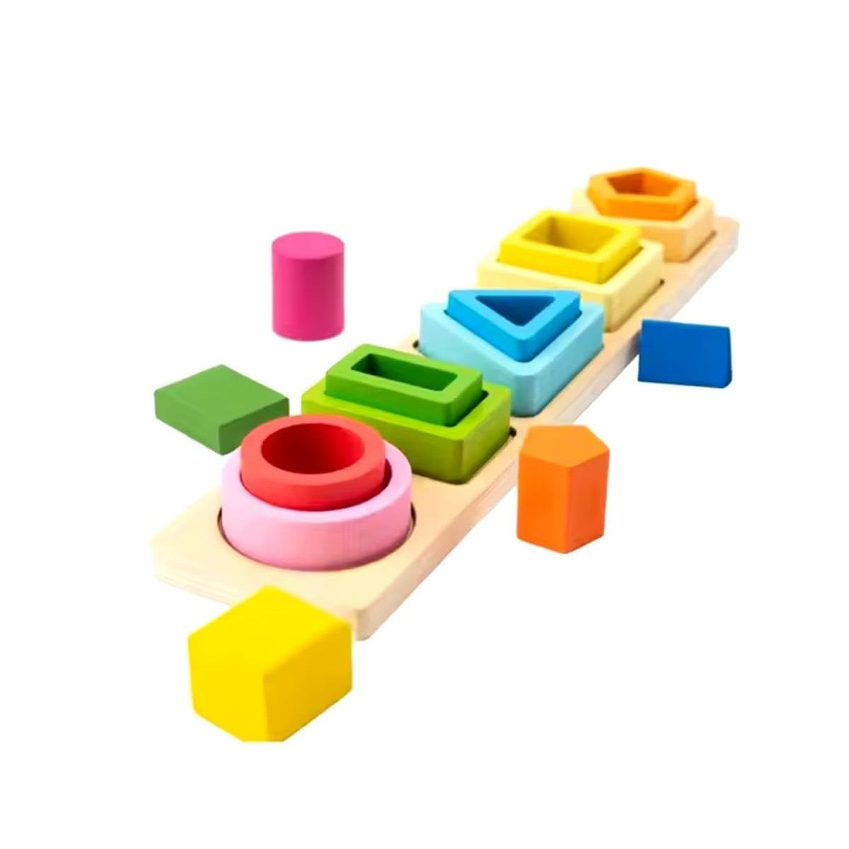 Jucarie Montessori din Lemn, Flippy, Tip Puzzle, cu 5 Forme Asimetrice, 15 Piese, Educativa, Interactiva, Creativa,