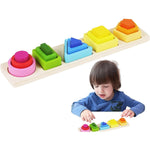 Jucarie Montessori din Lemn, Flippy, Tip Puzzle, cu 5 Forme Asimetrice, 15 Piese, Educativa, Interactiva, Creativa,