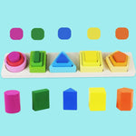 Jucarie Montessori din Lemn, Flippy, Tip Puzzle, cu 5 Forme Asimetrice, 15 Piese, Educativa, Interactiva, Creativa,