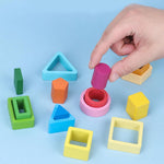 Jucarie Montessori din Lemn, Flippy, Tip Puzzle, cu 5 Forme Asimetrice, 15 Piese, Educativa, Interactiva, Creativa,