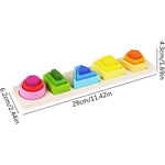Jucarie Montessori din Lemn, Flippy, Tip Puzzle, cu 5 Forme Asimetrice, 15 Piese, Educativa, Interactiva, Creativa,