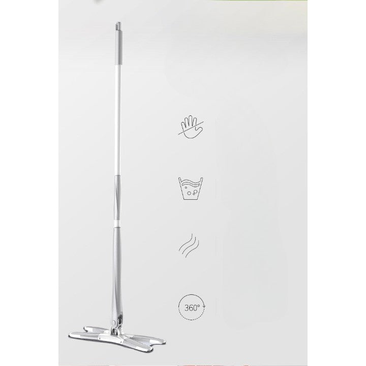 Set Mop Plat + Galeata, Flippy, cu Sistem de Stoargere, Lungime Telescopica 140 cm, Argintiu/Galben