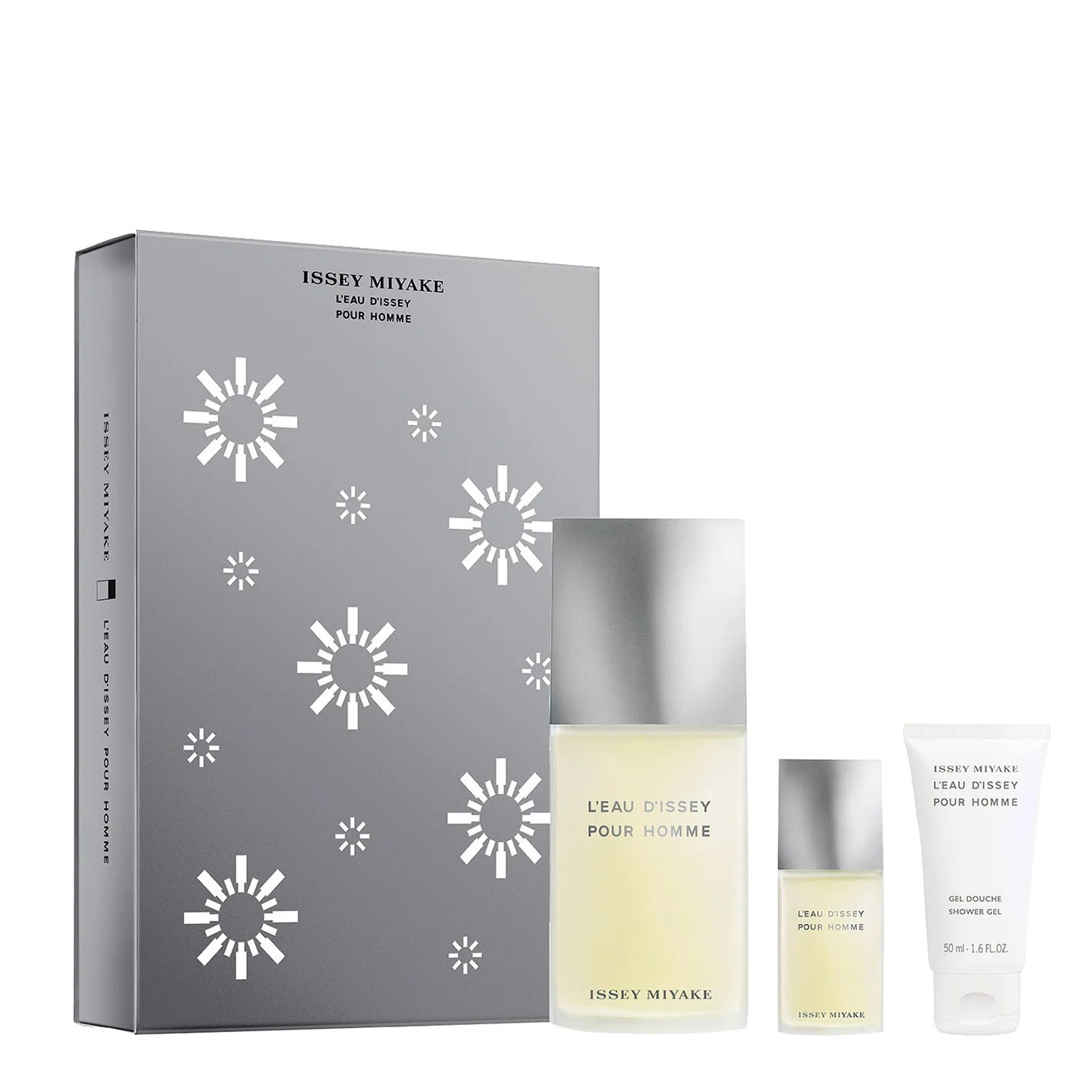 Xmas 2023 Set Issey Miyake: L'Eau D'Issey Pour Homme, Eau De Toilette, For Men, 125 ml + L'Eau D'Issey Pour Homme, Eau De Toilette, For Men, 15 ml *Miniature + L'Eau d'Issey, Moisturizing, Shower Gel, For All Skin Types, 50 ml - Olmarkt
