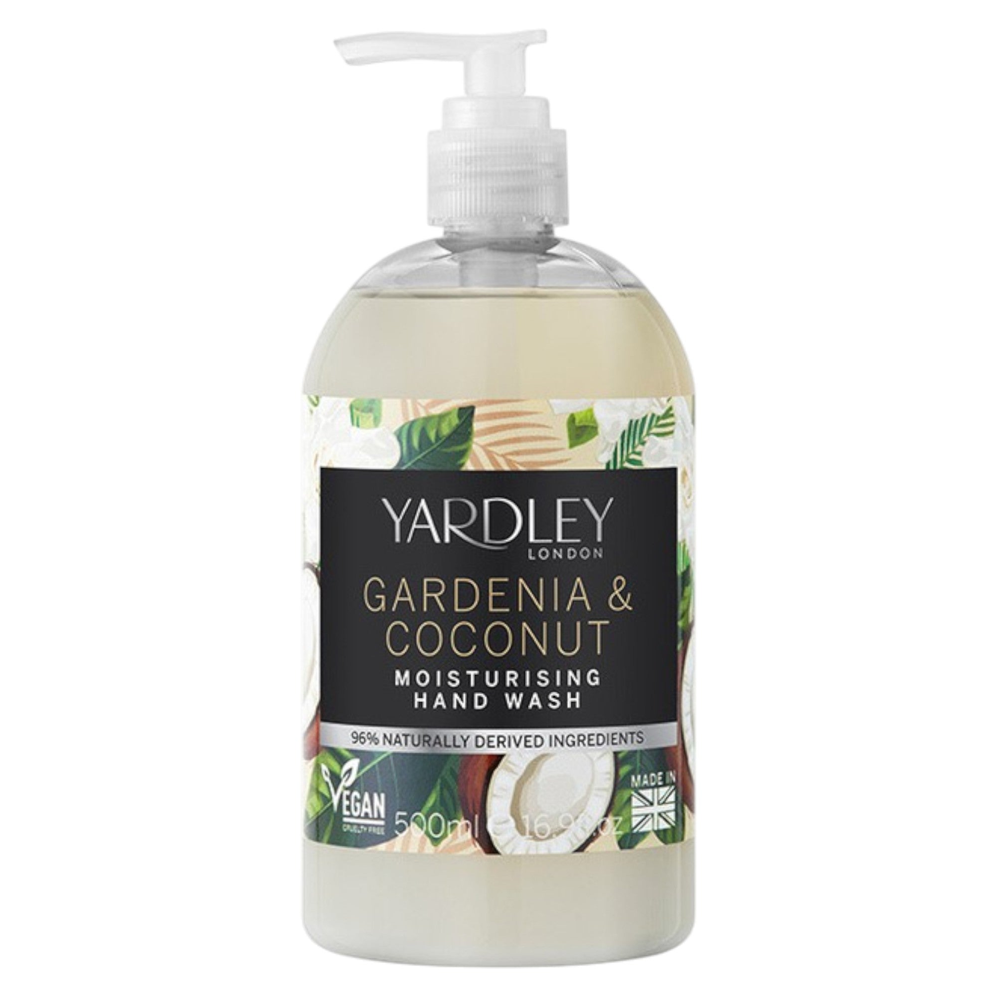 Yardley, Gardenia & Coconut Milk, Botanic, Curăță, Gel de mâini, 500 ml