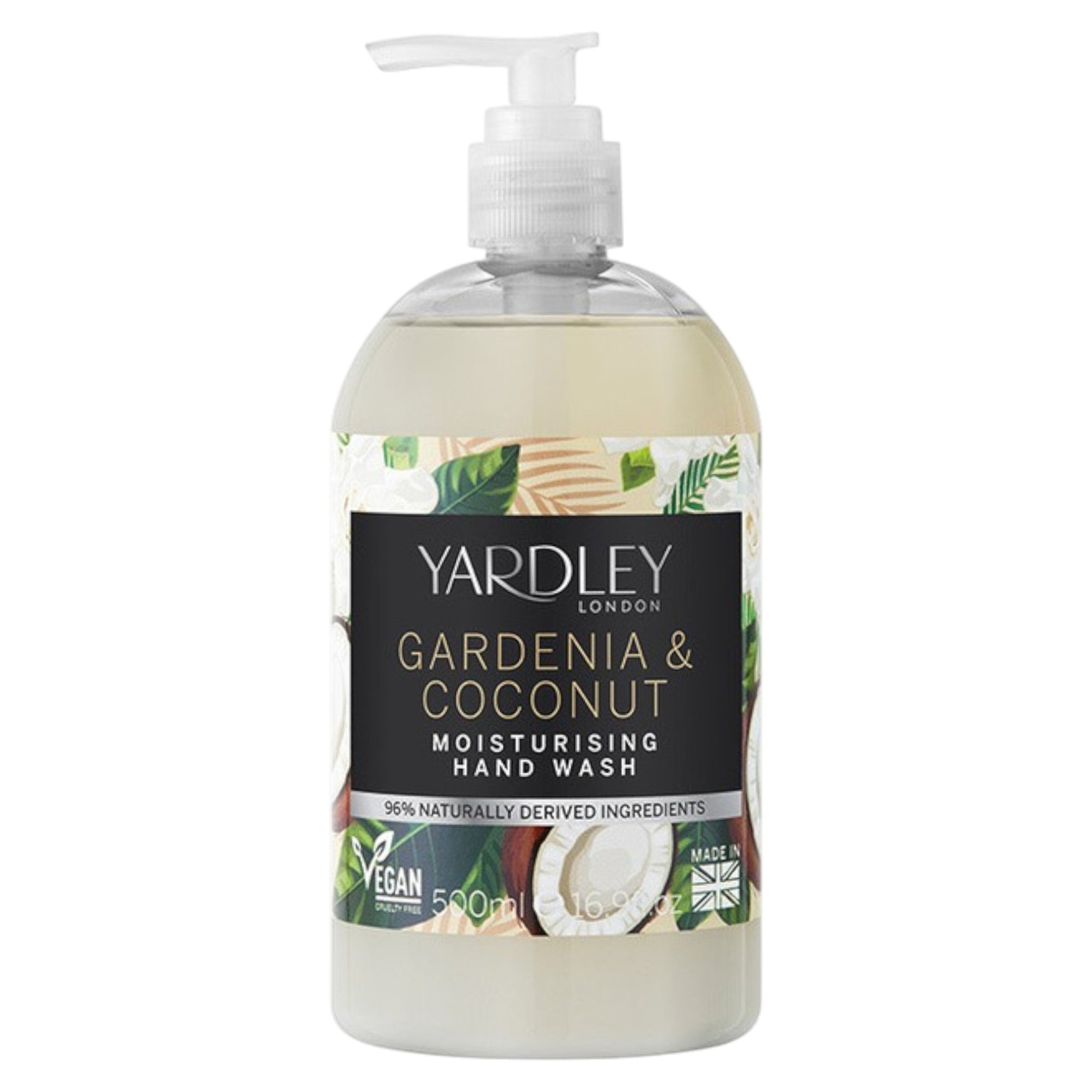 Yardley, Gardenia & Coconut Milk, Botanic, Curăță, Gel de mâini, 500 ml