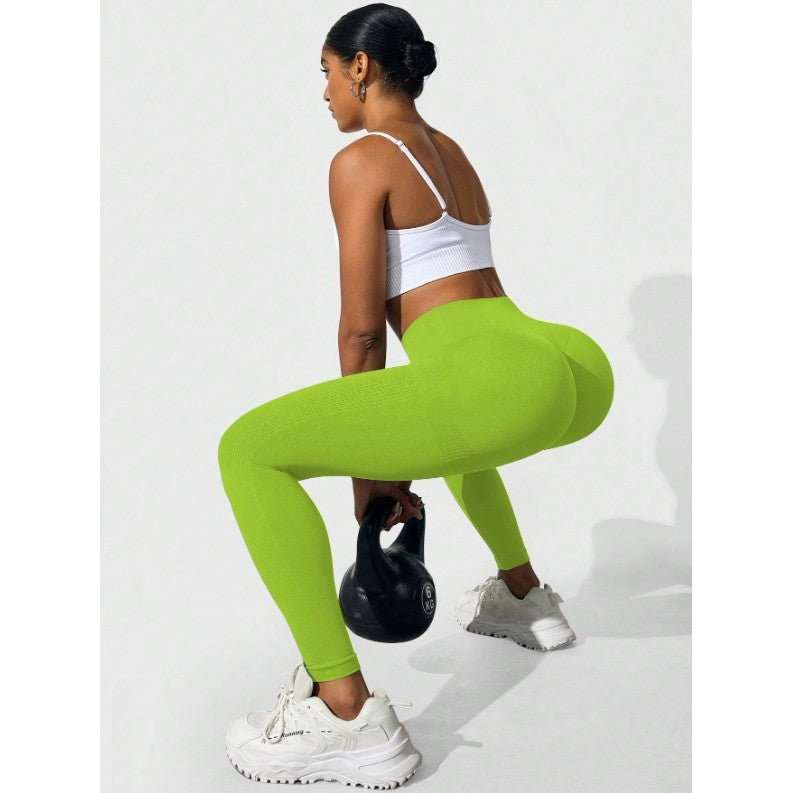 Pantaloni de Fitness/Yoga, Flippy, pentru Femei, Material Elastic, Spandex, Talie Inalta, Verde, Marime L