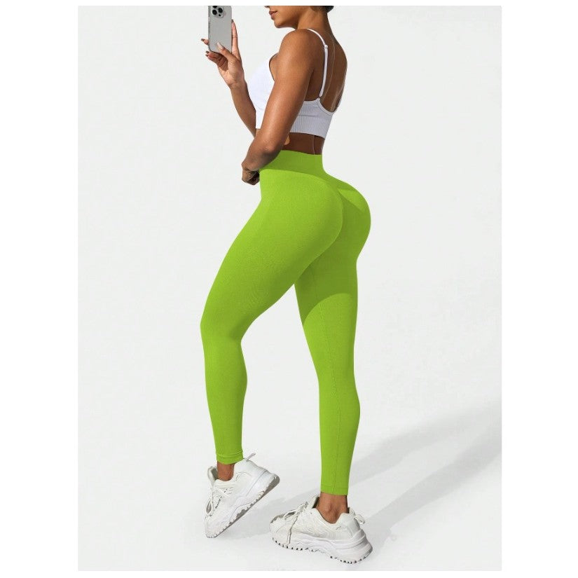 Pantaloni de Fitness/Yoga, Flippy, pentru Femei, Material Elastic, Spandex, Talie Inalta, Verde, Marime S