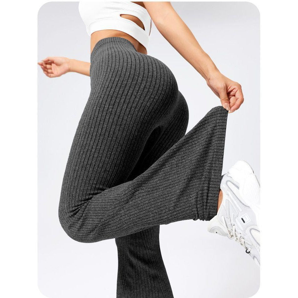 Pantaloni Sport de Dama, Flippy, pentru Yoga, Talie Inalta, Evazati, Tricotati, Negru, Marime XS