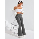 Pantaloni Sport de Dama, Flippy, pentru Yoga, Talie Inalta, Evazati, Tricotati, Gri Inchis, Marime M